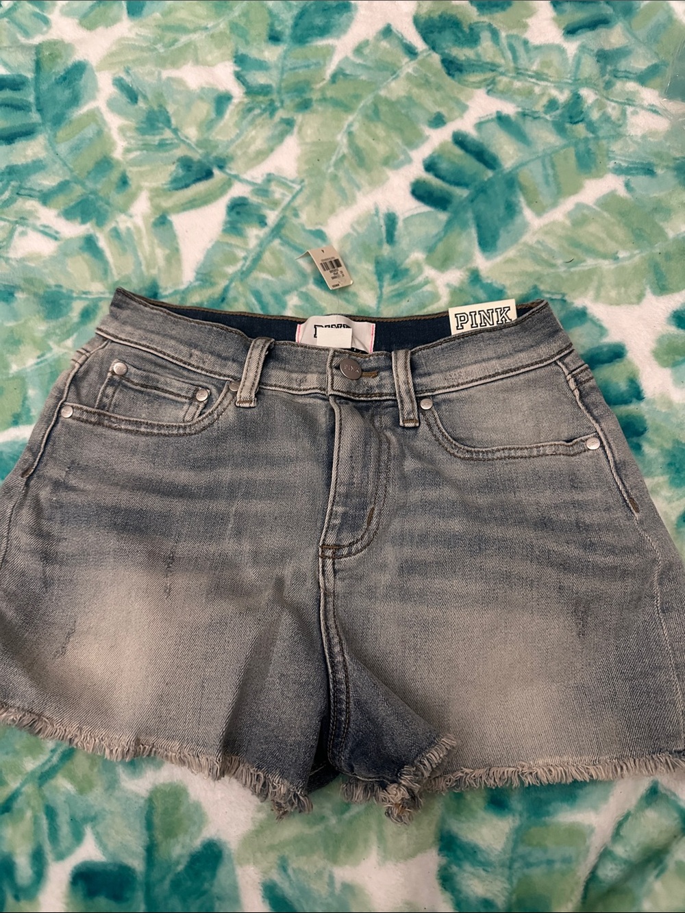 Victoria’s Secret Pink High Waisted Cut Off Jean Shorts,4,NWT